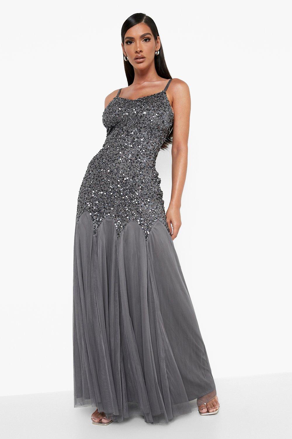 Maya fishtail hotsell maxi dress silver